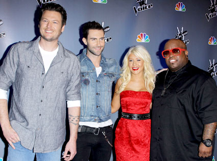 Blake Shelton, Adam Levine, Christina Aguilera, Cee-Lo Green Blake Shelton, Adam Levine, Christina Aguilera, Cee-Lo Green